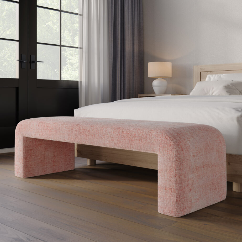 Roosa polsterdatud pink Leith LET70P, 100% polüester – 6