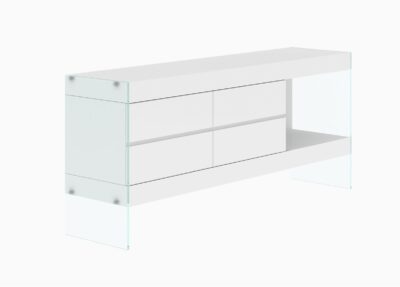 Valge kõrgläikega kummut Soho SH02, pulbervärvitud MDF