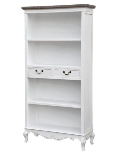 Valge raamaturiiul Rimini White RIW02, lehtpuu puidust