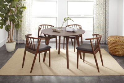 Helepruun söögilaud Avola AV1769-44 112cm + 4 tooli AV1769-43