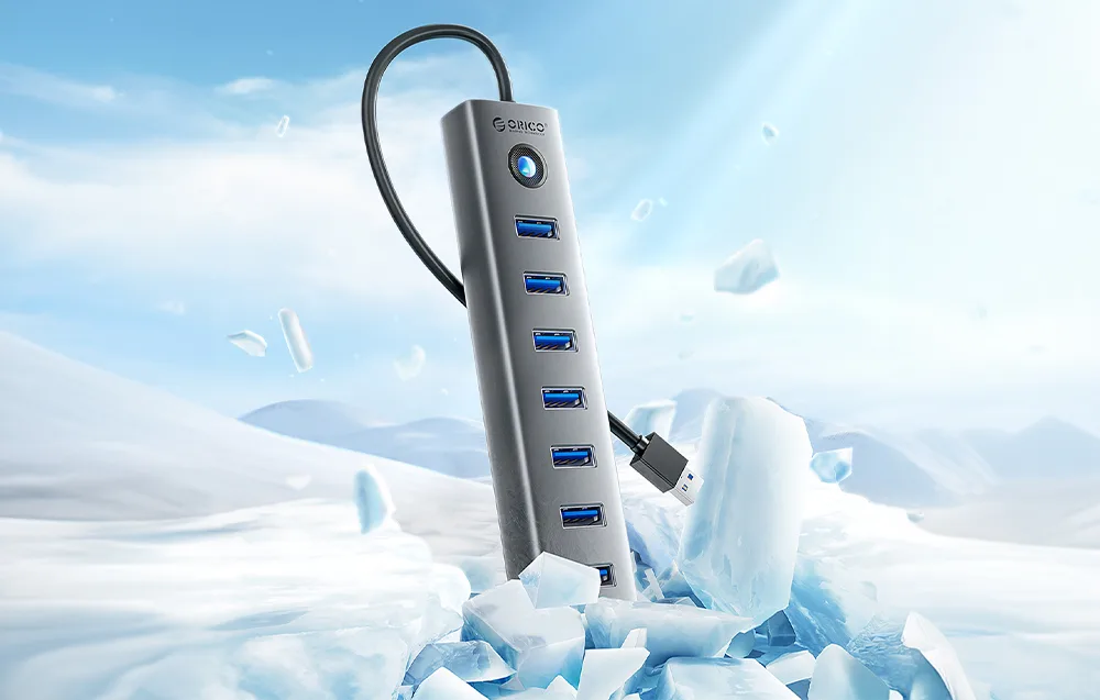 Orico CL7U USB-C jaotur – alumiiniumkorpus ja jahutussüsteem