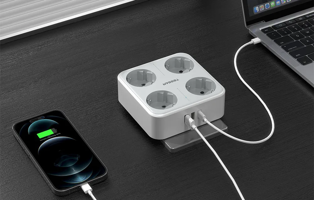 Tessan seinale pistikupesa kiire laadimine USB-C pordi kaudu
