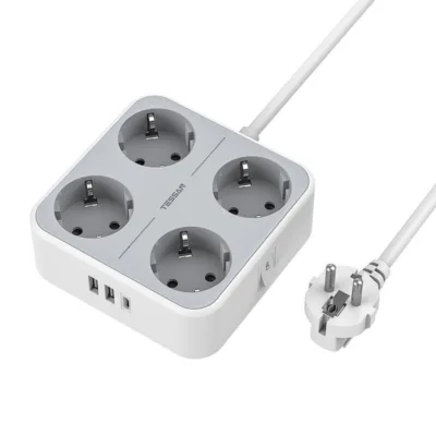 Kompaktne voolujaotur TESSAN TS-302-C-GR (4x AC, 2x USB-A, 1x USB-C, 2m juhe)