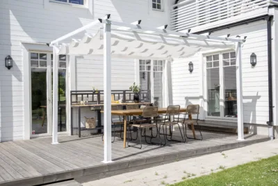 Metallist pergola Lazio, valge, 400x400x250