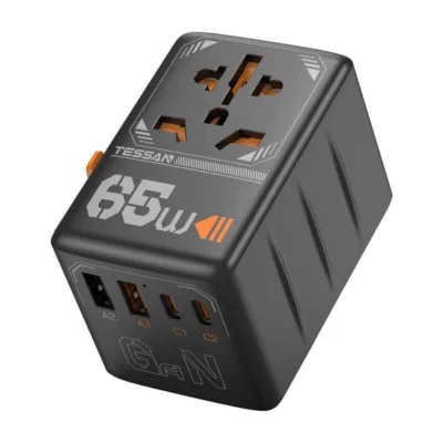 TESSAN TS-WTA03 65W Reisadapter (GaN, 4 USB, Must)