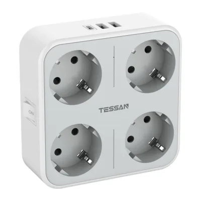 Tessan Seinale Pistikupesa TS-302-DE-C (4 Schuko, 3 USB-Porti, 4000W)