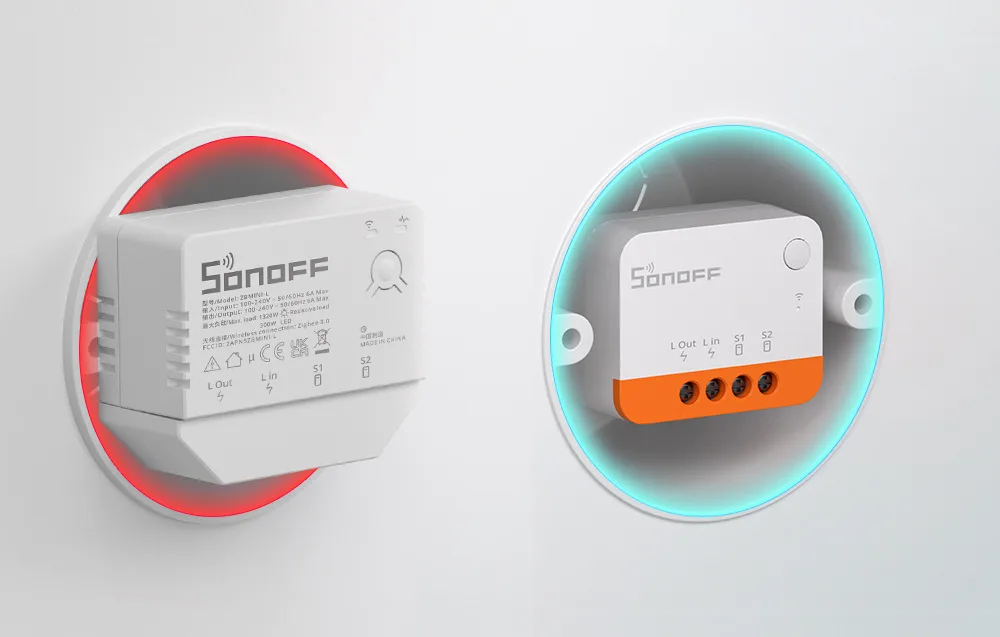 Seinale paigaldatud kompaktne Zigbee mini-lüliti valguslülitina