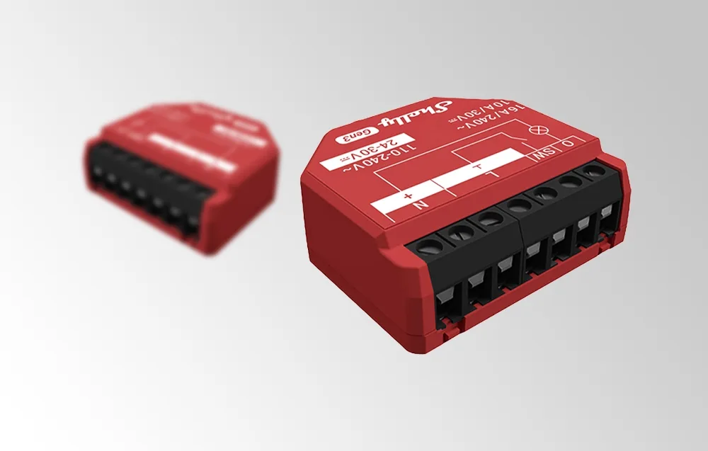 Nutikas releekomplekt Shelly 1PM Gen3 paigaldatud elektrisüsteemi sees