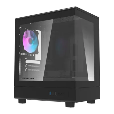 Arvutikorpus RGB Darkflash DB330M, 3 aRGB ventilaatorit, Mini Tower, karastatud klaas