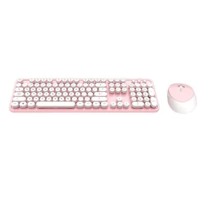 Juhtmevaba klaviatuuri komplekt MOFII Sweet 2.4G koos hiirega (valge/roosa)