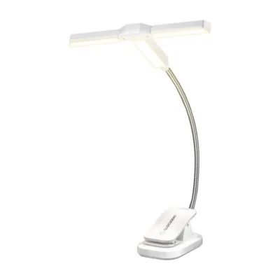 Kolme valguspeaga LED-klambrilamp Glocusent GLCSNTA2303, USB-C, 1000 mAh, valge