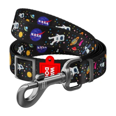 Kosmosemustriga nailonist koerarihm Waudog NASA21, 20 mm x 122 cm