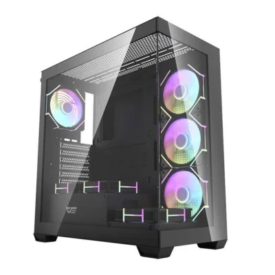Mänguri arvutikorpus Darkflash DS900, 7 ARGB ventilaatorit, karastatud klaas, must