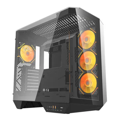 Mänguri arvutikorpus Darkflash DY470, 4 ARGB ventilaatorit, GPU tugi, must