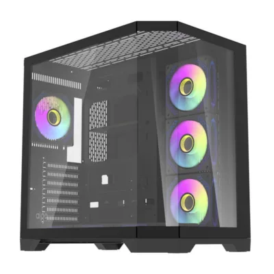 Mänguri arvutikorpus Darkflash FT418 PRO, 7 aRGB ventilaatorit, karastatud klaas, must