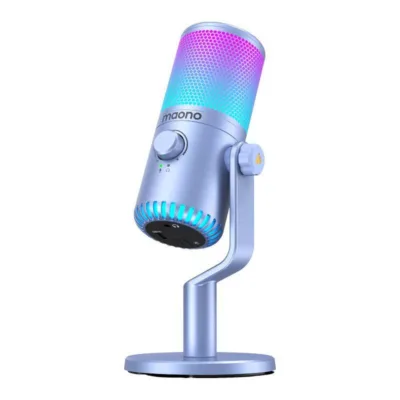 Mänguri laualmikrofon Maono DM30RGB RGB-valgustusega, lilla (USB-C, 3,5 mm, kardioid)