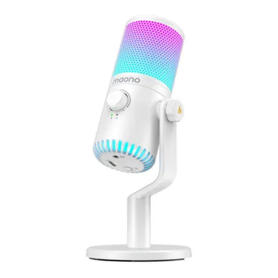 Mängurimikrofon RGB Maono DM30RGB, valge (USB-C, mini jack, kardioid)