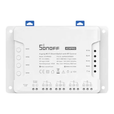 Nutikas WiFi lüliti Sonoff 4CHPROR3, 4-kanaliline (RF, 2200 W/kanal)