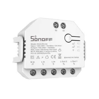 Nutikas WiFi-lüliti Sonoff Dual R3 Lite (2.4 GHz, hääljuhtimine, ajastamine, kahekanaliline)