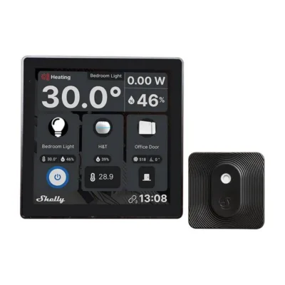 Nutikas kodujuhtimise paneel Shelly Wall Display + BLU H&T andur (WiFi, Bluetooth, must komplekt)