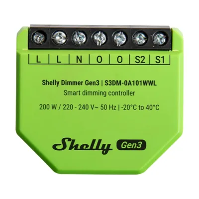 Nutikas valgusdimmer Shelly Dimmer Gen3 WiFi (200 W, ilma neutraaliühenduseta võimalus)