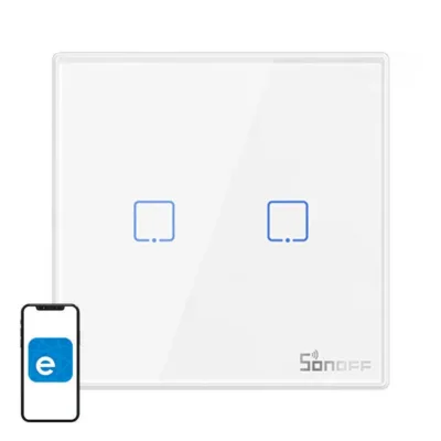 Nutikas valguslüliti Sonoff T2EU2C-RF, 2 kanalit, 433MHz