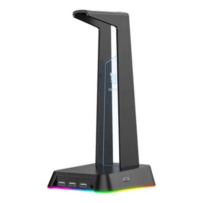 ONIKUMA ST-2 RGB-valgustusega must kõrvaklappide hoidik (3x USB, 3,5 mm)