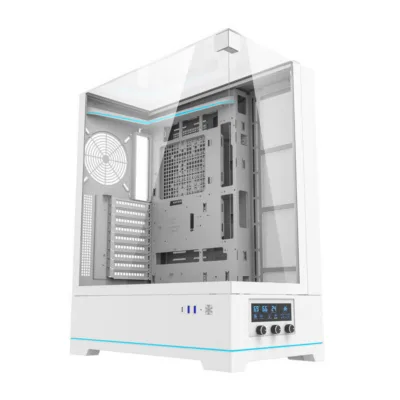 Valge arvutikorpus Darkflash DY450L Big Tower, klaaspaneel, ilma jahutiteta