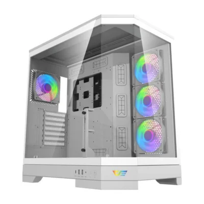 Valge arvutikorpus karastatud klaasiga Darkflash DQX90 (ATX, 10 ventilaatorit, ARGB)
