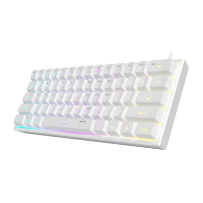 Valge mänguriklaviatuur MageGee TS91, 60%, RGB, IPX4, juhtmega