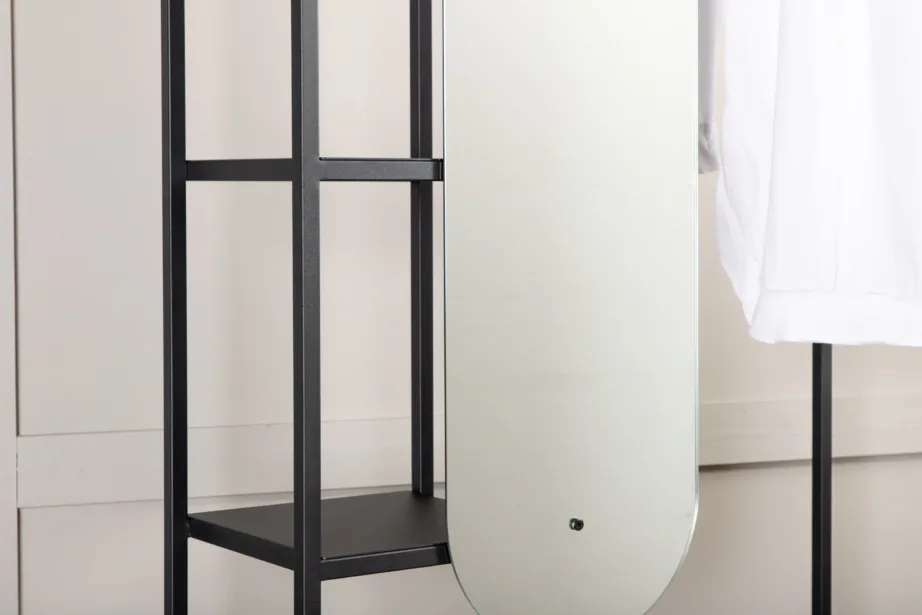 Avatud metallist riidekapp peegliga Classe, must (100 × 200 cm), 15586-448 – 5