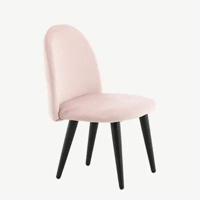 Laste söögitool Velvet Kids – roosast sametist, mustade metalljalgadega, 18062-889
