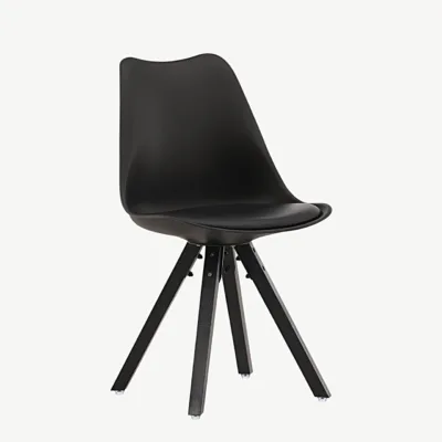 Mustast plastist söögitool Zeno pöögipuust jalgadega, 19914-408