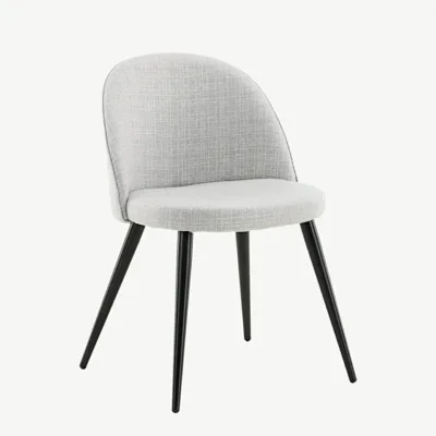 Helehalli kattega polsterdatud söögitool Velvet, mustade metalljalgadega, 19924-855