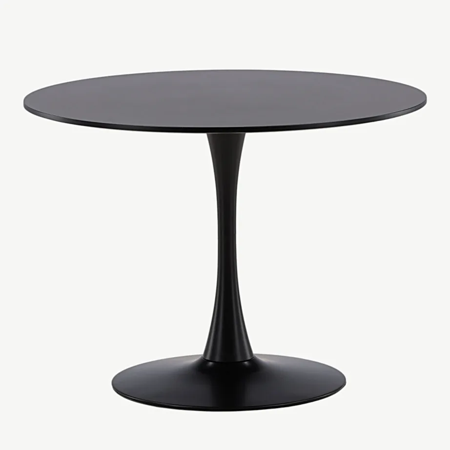 Glade ümmargune söögilaud, must MDF ja terasjalg, Ø100 cm, 19996-060