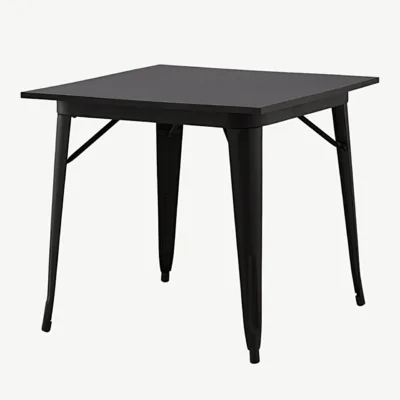 Must ristkülikukujuline söögilaud Tempe (MDF-plaat, metalljalad, 80×80 cm), 19996-310