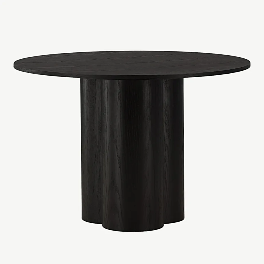 Must ümmargune söögilaud Olivia, MDF ja tammevineer, ø110 cm, 19996-428