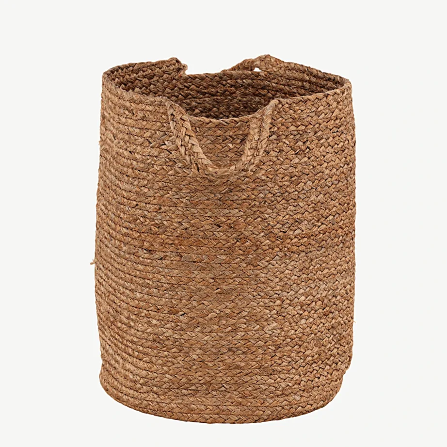 Pune sari kõrge ümar džuudist hoiukorv, naturaalne, käepidemetega, 60003-100 – 2