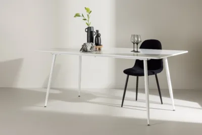Valge MDF söögilaud Silar (180 × 90 cm, terasjalad), 61126-101