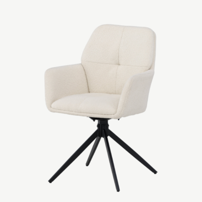 Polsterdatud söögitool Manchi (valge polüester, must metalljalg) - 61900-110