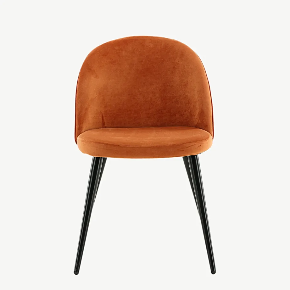 Roostekarva oranžist sametist söögitool mustade metalljalgadega Polar, 19924-866 – 4