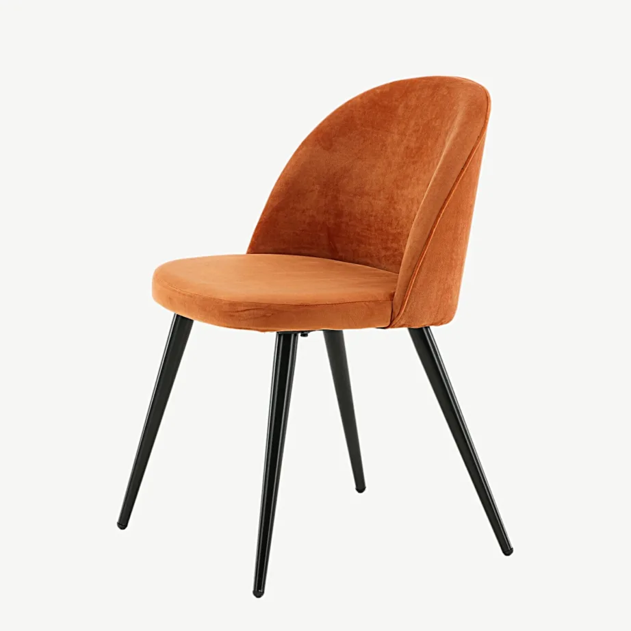 Roostekarva oranžist sametist söögitool mustade metalljalgadega Polar, 19924-866 – 6