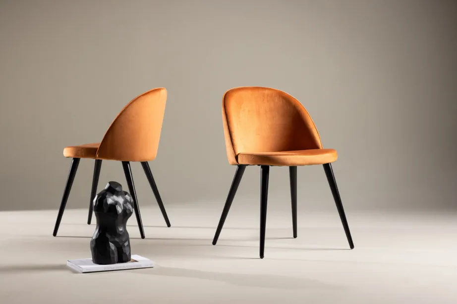 Roostekarva oranžist sametist söögitool mustade metalljalgadega Polar, 19924-866 – 8