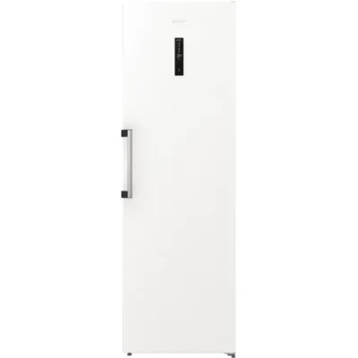 valge kõrge külmik Gorenje LED-ekraani ja uksega