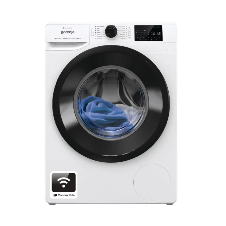 Gorenje WPNEI82A1SWIFI 8 kg valge esilaetav pesumasin aurufunktsiooniga, LED-ekraan