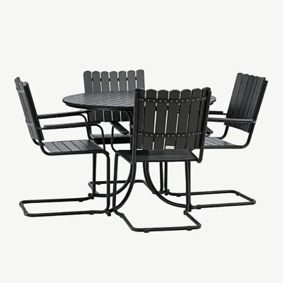 Holmsundi must aiamööblikomplekt (WPC, teras, ümmargune laud, 4 tooli) - 9277-488