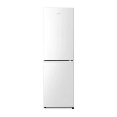 valge No Frost külmik-sügavkülmik Gorenje NRK418ECW4 eestvaade