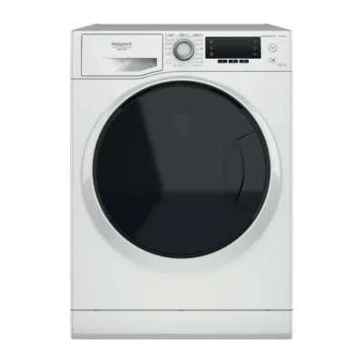 Valge esilaetav pesumasin-kuivati Hotpoint NDD 11725 DA EE eestvaates