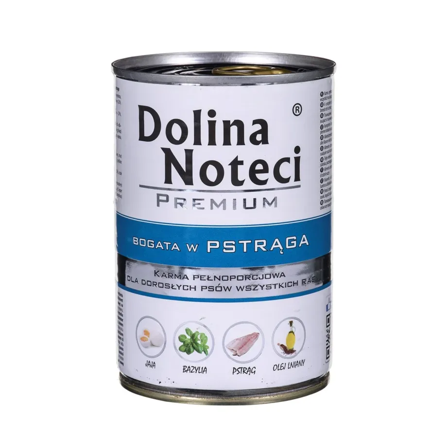 Dolina Noteci Premium Trout – forelliga koerakonserv täiskasvanud koertele, 400 g, purk