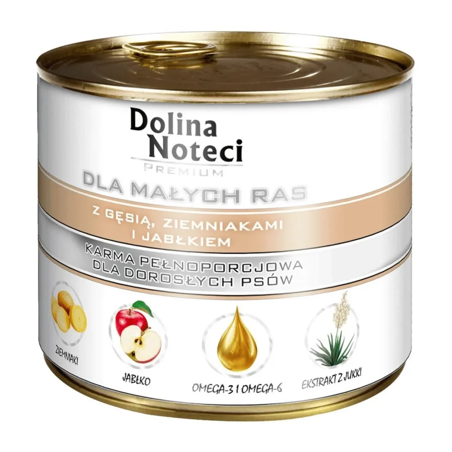 DOLINA NOTECI Premium Small Breeds hani/kartul/õun 185 g koerakonserv väikest tõugu täiskasvanud koertele